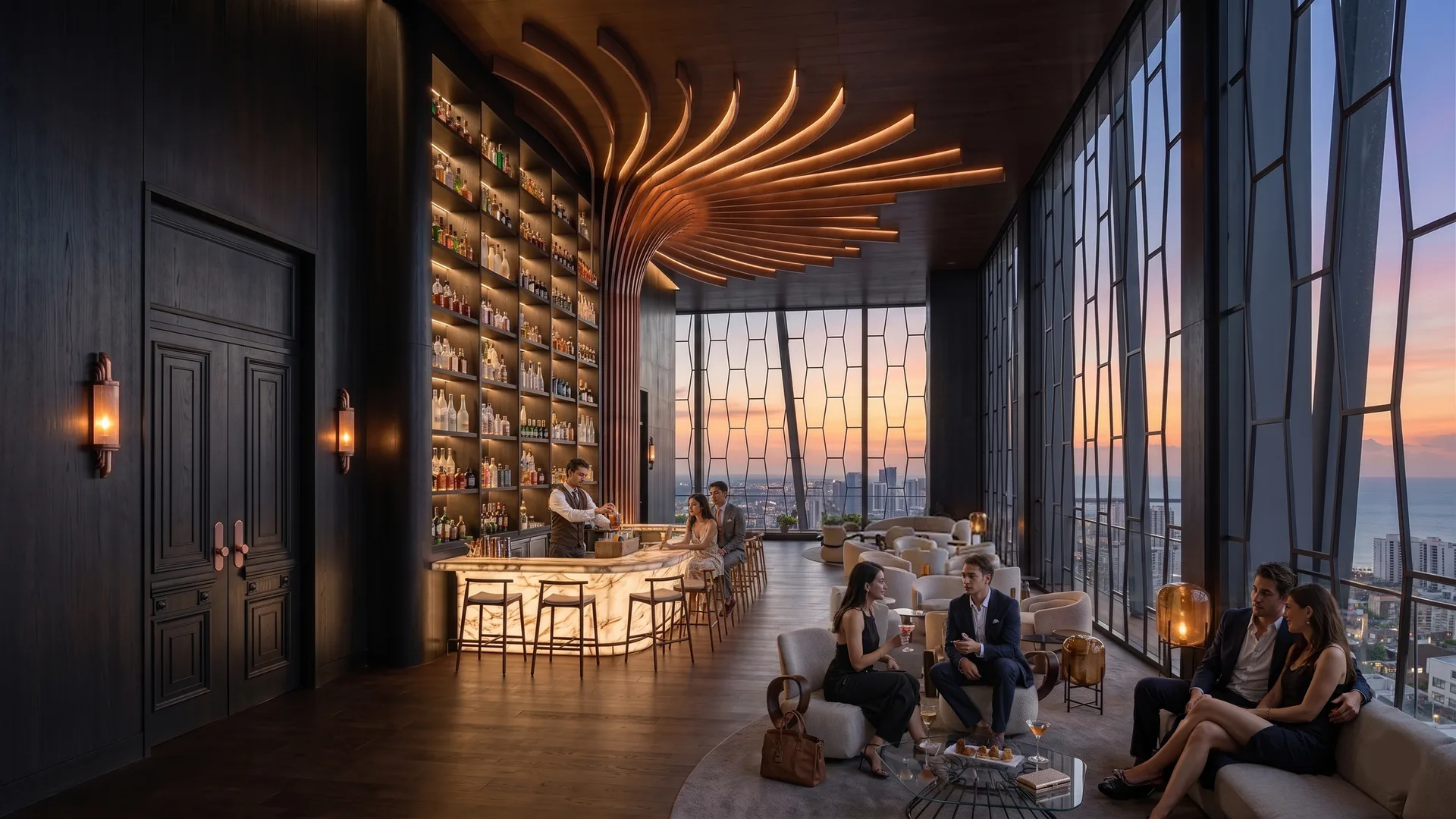Render de área comum: Sky Lounge, por FT_LAB